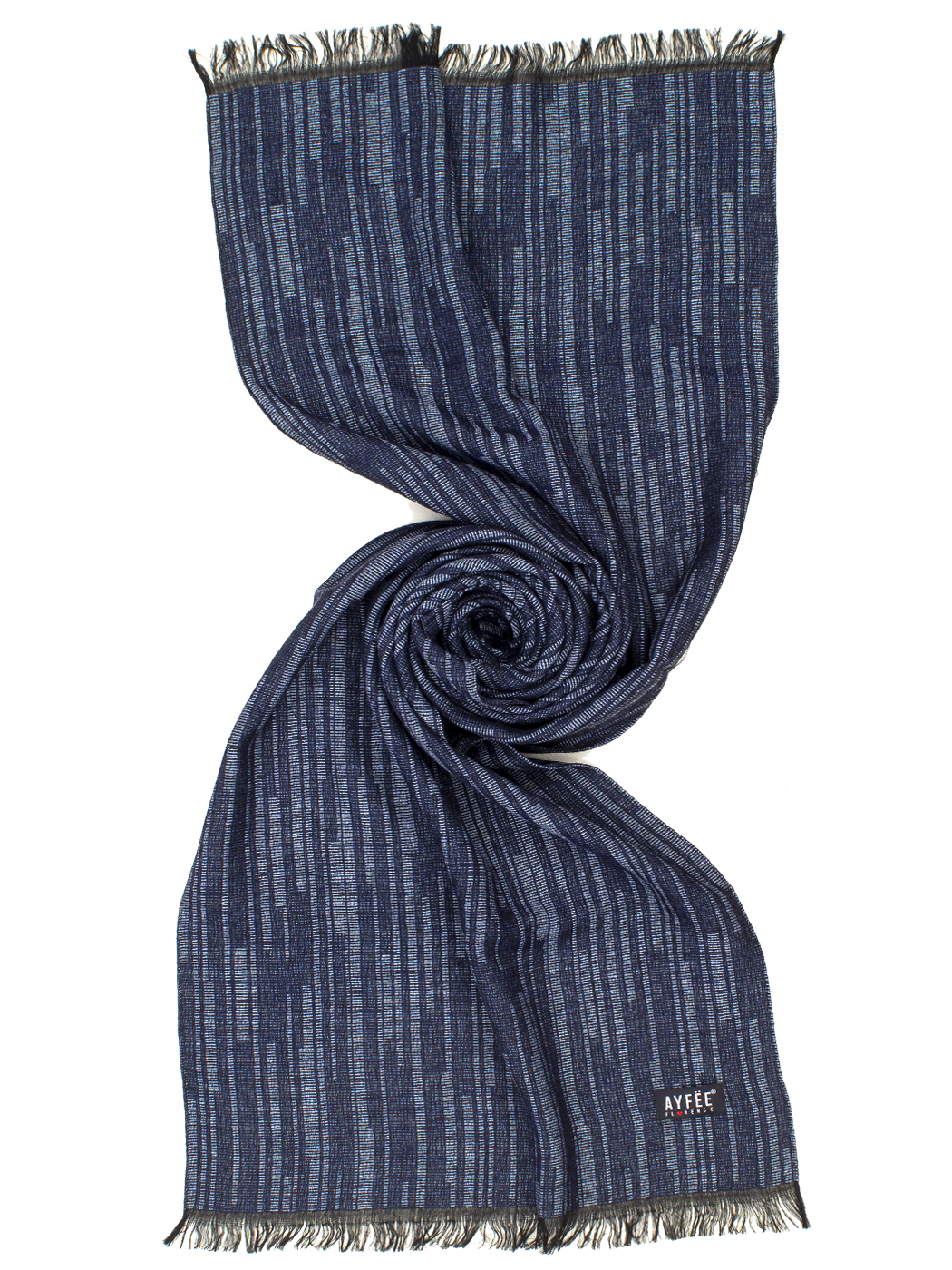 STOLA UOMO RIGA IRREGOLARE, 27%VI 27%PL 23%MD 15%WO 8%WS, CM60X190, MADE IN ITALY   - BLUE